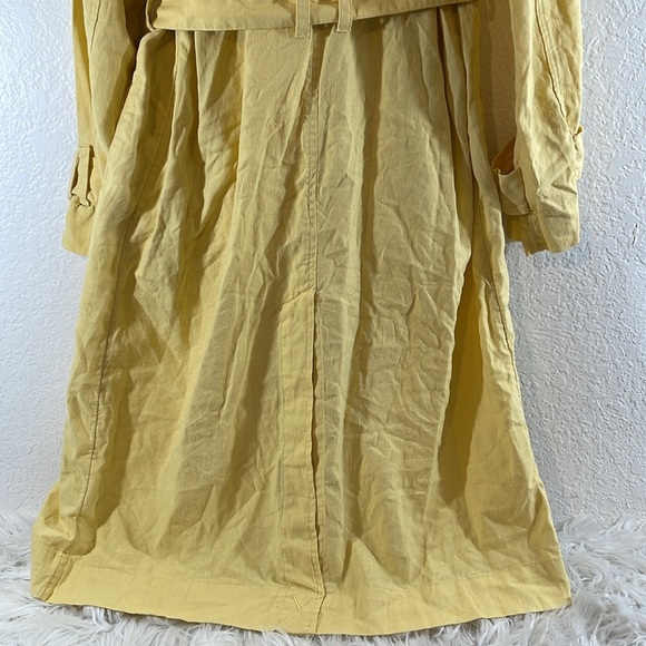 A New Day Women's Button Up Linen Trench Coat Jacket Yellow Linen/Rayon Pockets - Picture 7 of 14